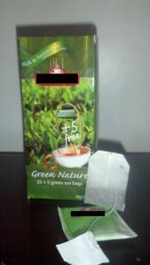 Store-bought natural green tea bags